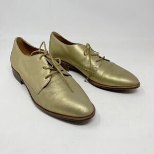 Madewell Frances Light Gold Metallic Leather Lace Up Oxford Shoes Womens 7.5